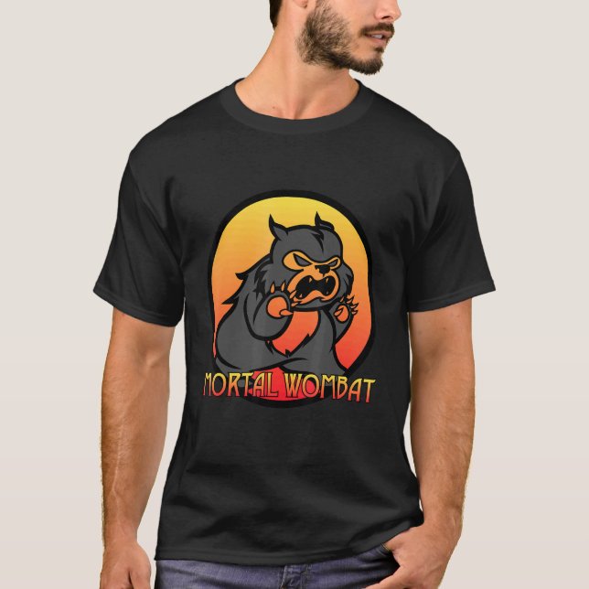 Mortal Wombat Australian Animal Gamer T Shirt (Framsida)