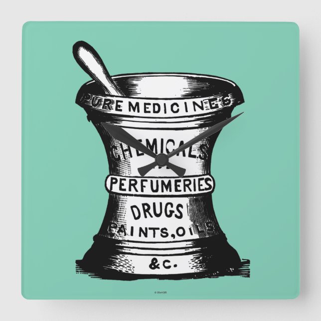 Mortar och mortel fyrkantig klocka (Framsida)