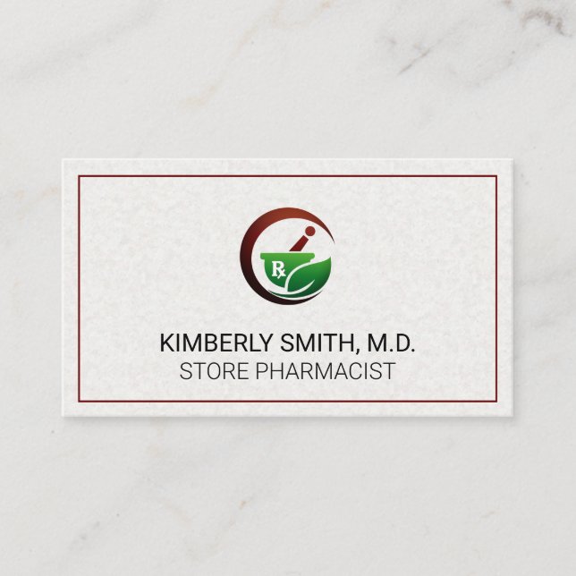 Mortar och Pestle | Rx-Lämna-ikon Visitkort (Framsida)