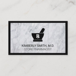 Mortar och Pestle | White Marble Black Gräns Visitkort