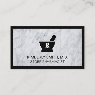 Mortar och Pestle White Marble Black Gräns Visitkort