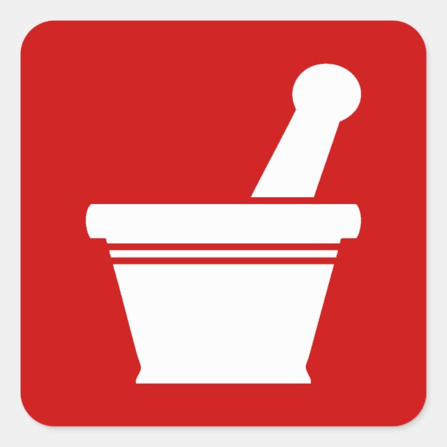 Mortar & Pestle Fyrkantigt Klistermärke (Framsida)