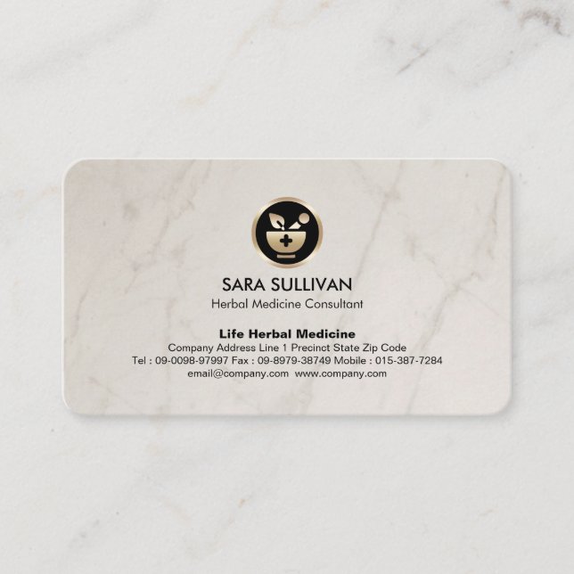 Mortar Pestle Herbal Medicine Homeopati Visitkort (Framsida)