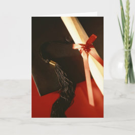 Mortarboard, Diploma, Red Ribbon Studenten Card Kort