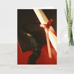 Mortarboard, Diploma, Red Ribbon Studenten Card Kort