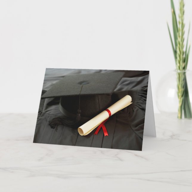 Mortarboard, examensbevis, Gown Studenten Card Kort (Framsida)