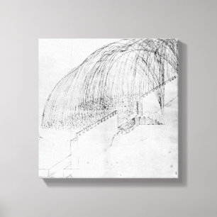 Mortars stenbränning över en vägg in i fort canvastryck