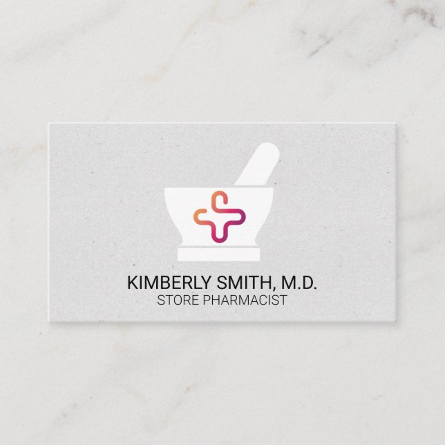 Mortel och mortelstöt | Apotekare | Medicinlogotyp Visitkort (Framsida)