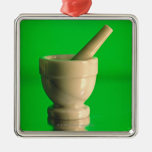 Mortel och pestle julgransprydnad metall (Framsidan)
