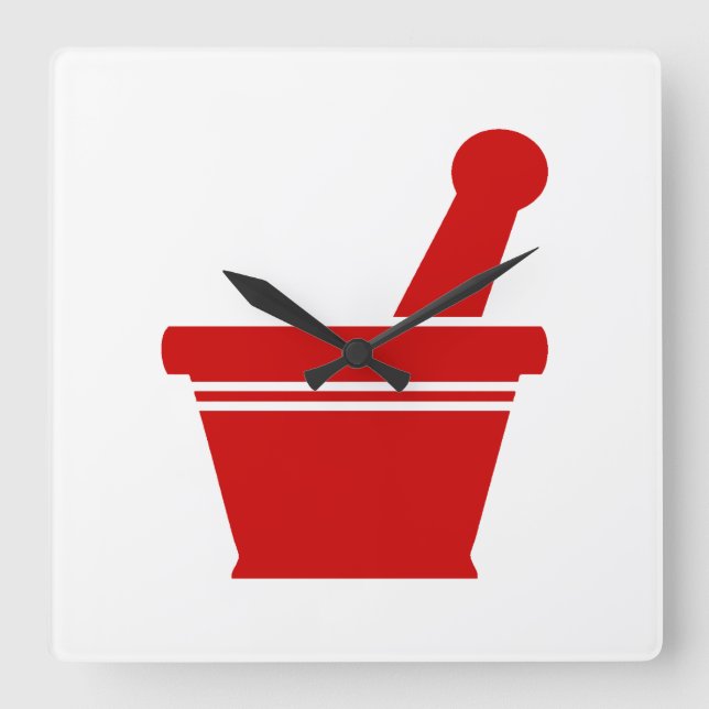 Mortel & Pestle Fyrkantig Klocka (Framsida)