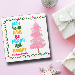 Mortet för Bright Cute Rosa Julgran Magnet Card