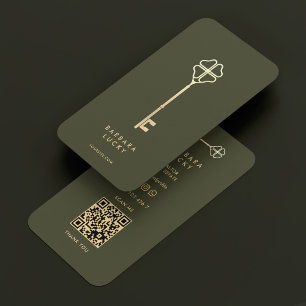 Mortgage Broker Army Grönt Guld Nyckel Modern Visitkort
