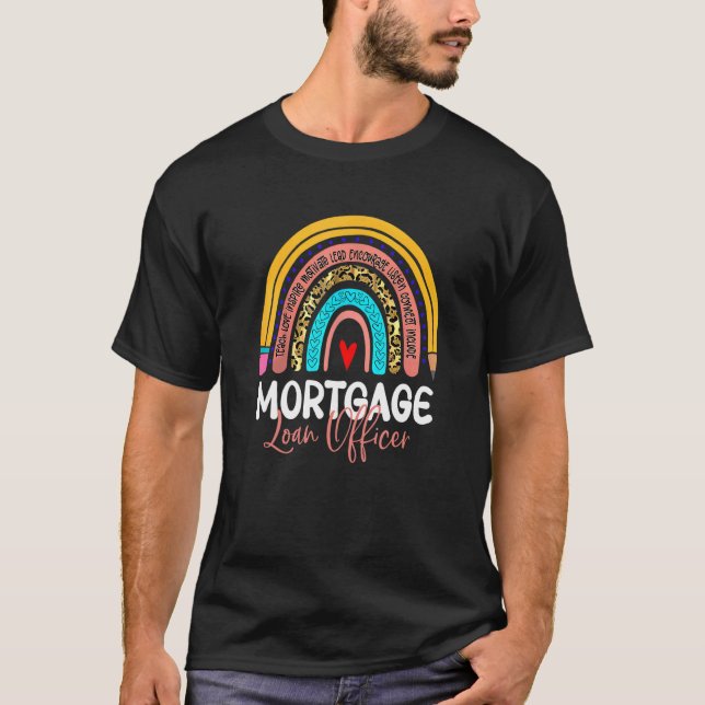 Mortgage Loan Officer Leopard Rainbow Accounting B T Shirt (Framsida)
