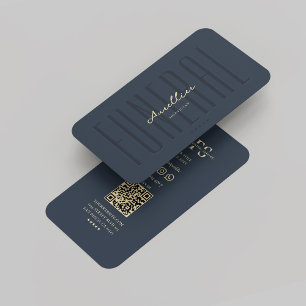 Mortician begraver Monogram Mörk blått Modern Visitkort