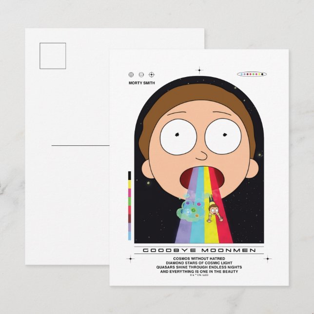 Morty Goodbye Moonmen Quote Graphic Vykort (Fram/baksida)