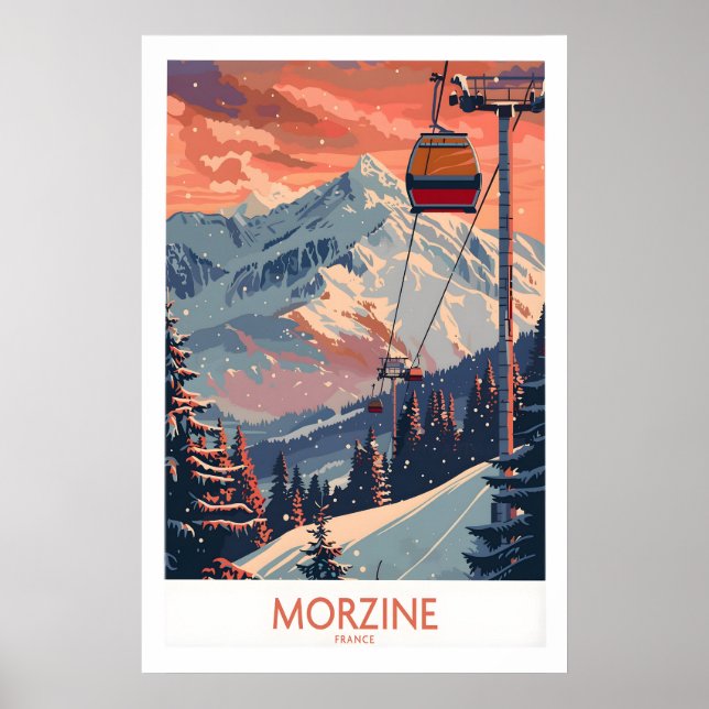 Morzine Affisch - Skidtryck Frankrike 1 (Framsidan)