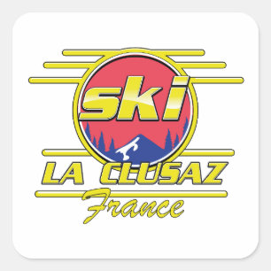 Morzine Frankrike Ski 80-talets logotyp Fyrkantigt Klistermärke