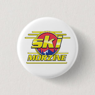 Morzine Frankrike Ski 80-talets logotyp Knapp