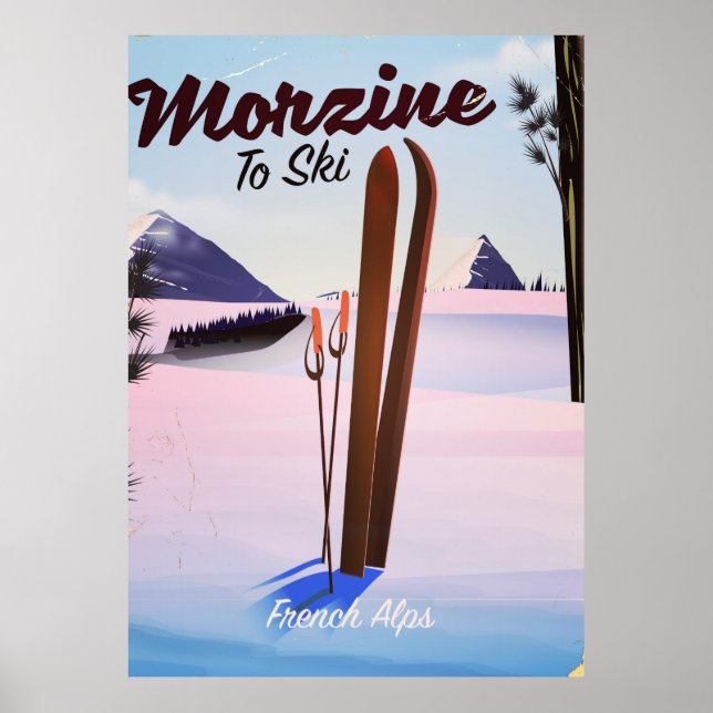 Morzine,Fransk Alpernas ski poster (Framsidan)