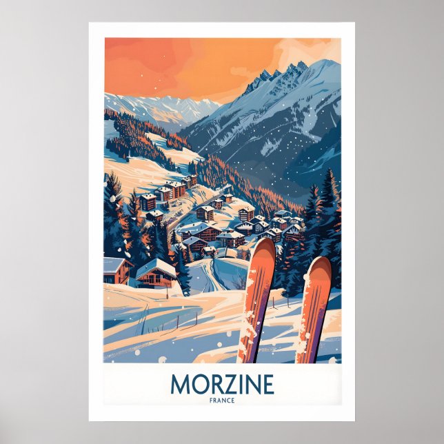 Morzine Väggkonstaffisch - Skidtryck 1 Poster (Framsidan)