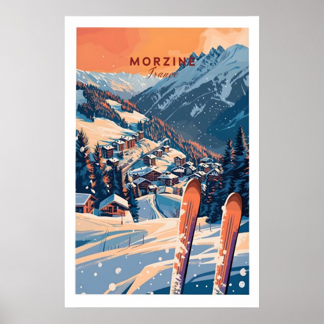 Morzine Väggkonsttryck - Skidposter 1 Poster (Framsidan)