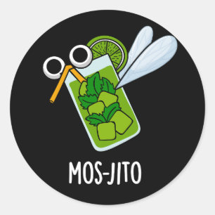 Mos-jito Funny Mojito Drink Pun Mörk BG Runt Klistermärke