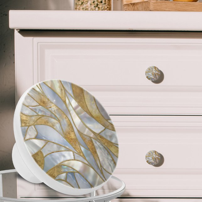 Mosaic Abstrakt art - Pearl, månsten och guld Knopp (Skapare uppladdad)