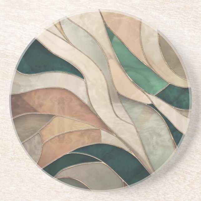 Mosaic Abstrakt art - Taupe och Emerald Underlägg (Framsidan)