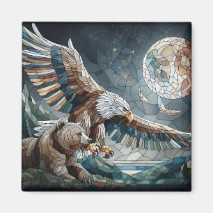 Mosaic Ai Art   Björnbjörn och öron Magnet