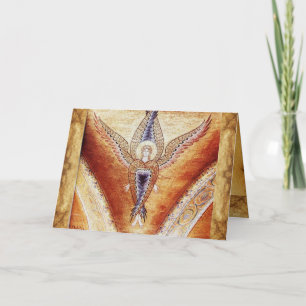 MOSAIC ANGEL, Brown Parchment Helgkort