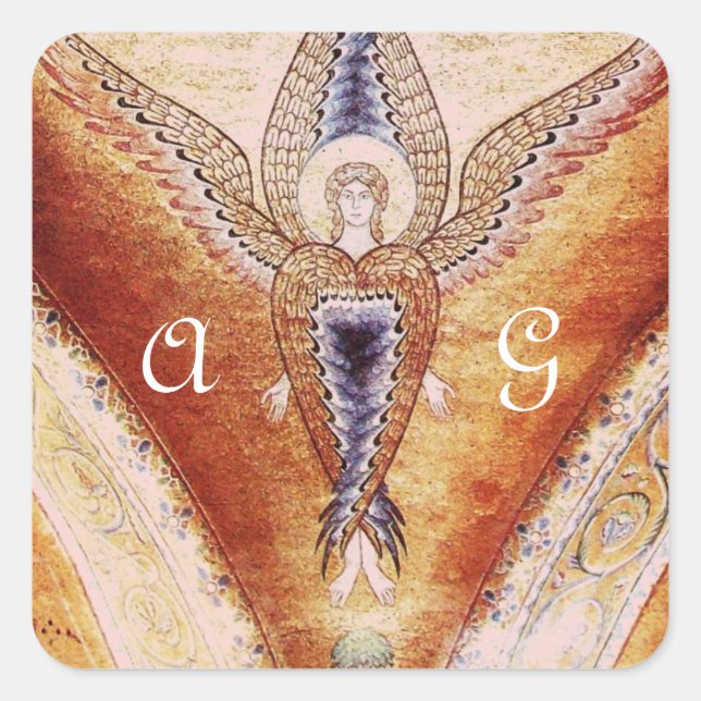MOSAIC ANGEL Monogram Fyrkantigt Klistermärke (Framsida)