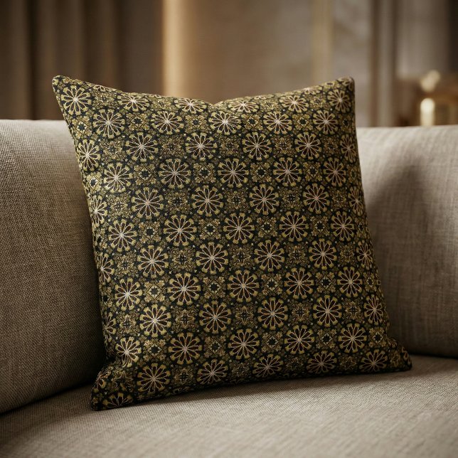 Mosaic Arabesque Guld och Black Geometric Mönster Tyg (Skapare uppladdad)