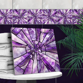 Mosaic Art - Amethyst collage Kakelplatta