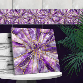 Mosaic Art - Amethyst och guld Kakelplatta