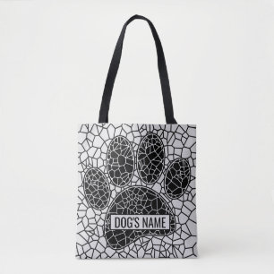 Mosaic Art Hund Paw Skriv ut i svartvitt B Tygkasse