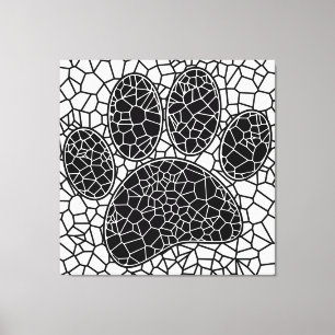 Mosaic Art Hund Paw-utskrift i svartvitt Canvastryck