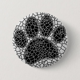 Mosaic Art Hund Paw-utskrift i svartvitt Knapp