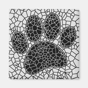 Mosaic Art Hund Paw-utskrift i svartvitt Magnet