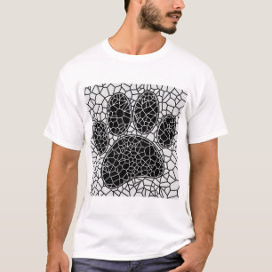 Mosaic Art Hund Paw-utskrift i svartvitt T Shirt