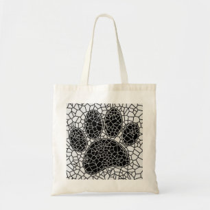 Mosaic Art Hund Paw-utskrift i svartvitt Tygkasse