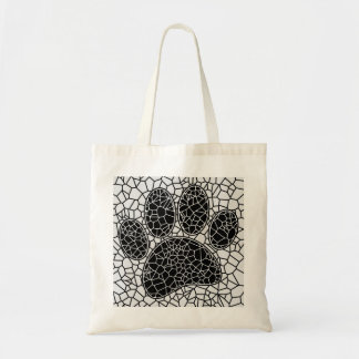 Mosaic Art Hund Paw-utskrift i svartvitt Tygkasse