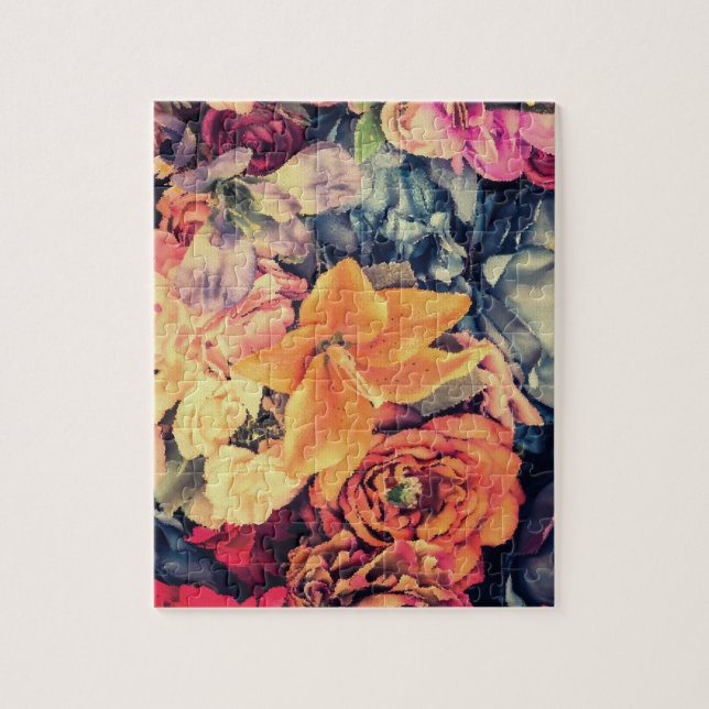 Mosaic Autumn Flowers Jigszle Puzzle Pussel (Vertikal)