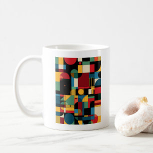 Mosaic Bauhaus Geometrisk Abstrakt Färgrik Mugg