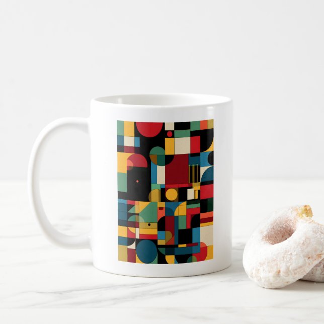 Mosaic Bauhaus Geometrisk Abstrakt Färgrik Mugg (Med munk)
