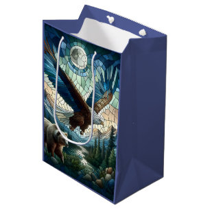 Mosaic Bear och Eagle i bergen