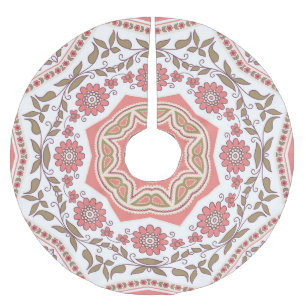 Mosaic Blommigt Star: Seamless Mönster Julgransmatta Borstad Polyester