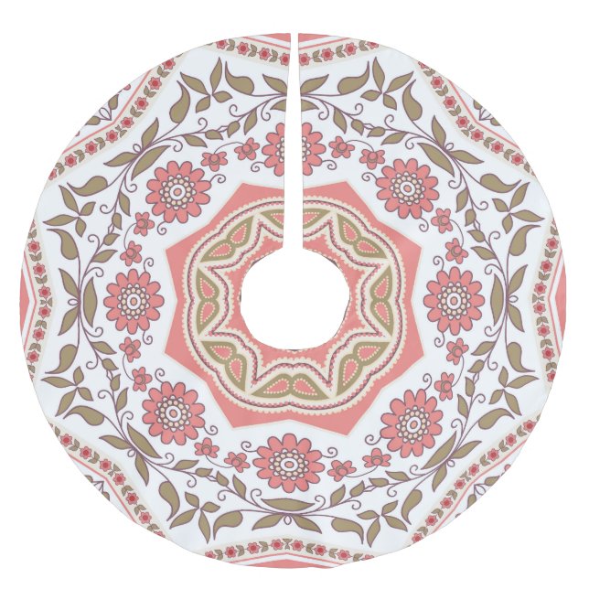 Mosaic Blommigt Star: Seamless Mönster Julgransmatta Borstad Polyester (Framsidan)