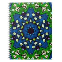 Mosaic Blue Grönt Hippie Boho Mandala