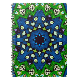 Mosaic Blue Grönt Hippie Boho Mandala Anteckningsbok