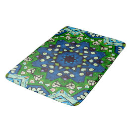 Mosaic Blue Grönt Hippie Boho Mandala Badrumsmatta